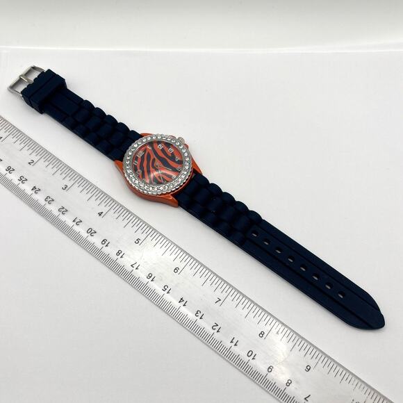 Silver & Orange Tiger Stripe Men's Watch - Picture 3 of 5